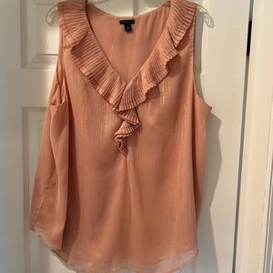 Ann Taylor ruffle shimmer blouse with gold- XXL